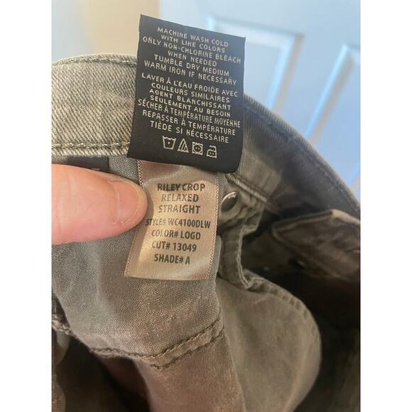 HUDSON Jeans Riley Crop Relaxed Straight Loden Green Destructed Jeans size 27 - Picture 11 of 15